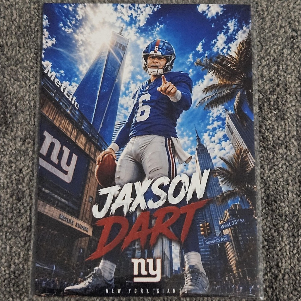 Jaxson‎ Dart CUSTOM Football Card New York Giants